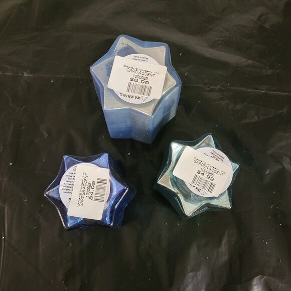 3 start shaped blue colors with carcked silver/gold inside votive - Picture 5 of 8